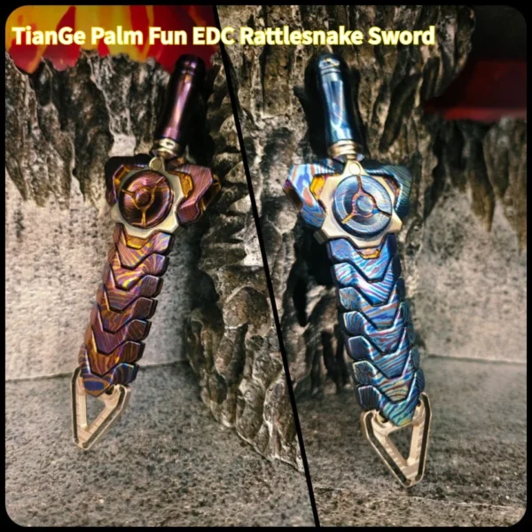 H641829a5306548758b06f7407d0af9f9r.webp TianGe ZhangQu EDC Rattlesnake Sword Mechanical Fidget Spinner, Premium Metal 3-Leaf Swinging Gyroscope, Stress Relief Toy for Adults and Teens